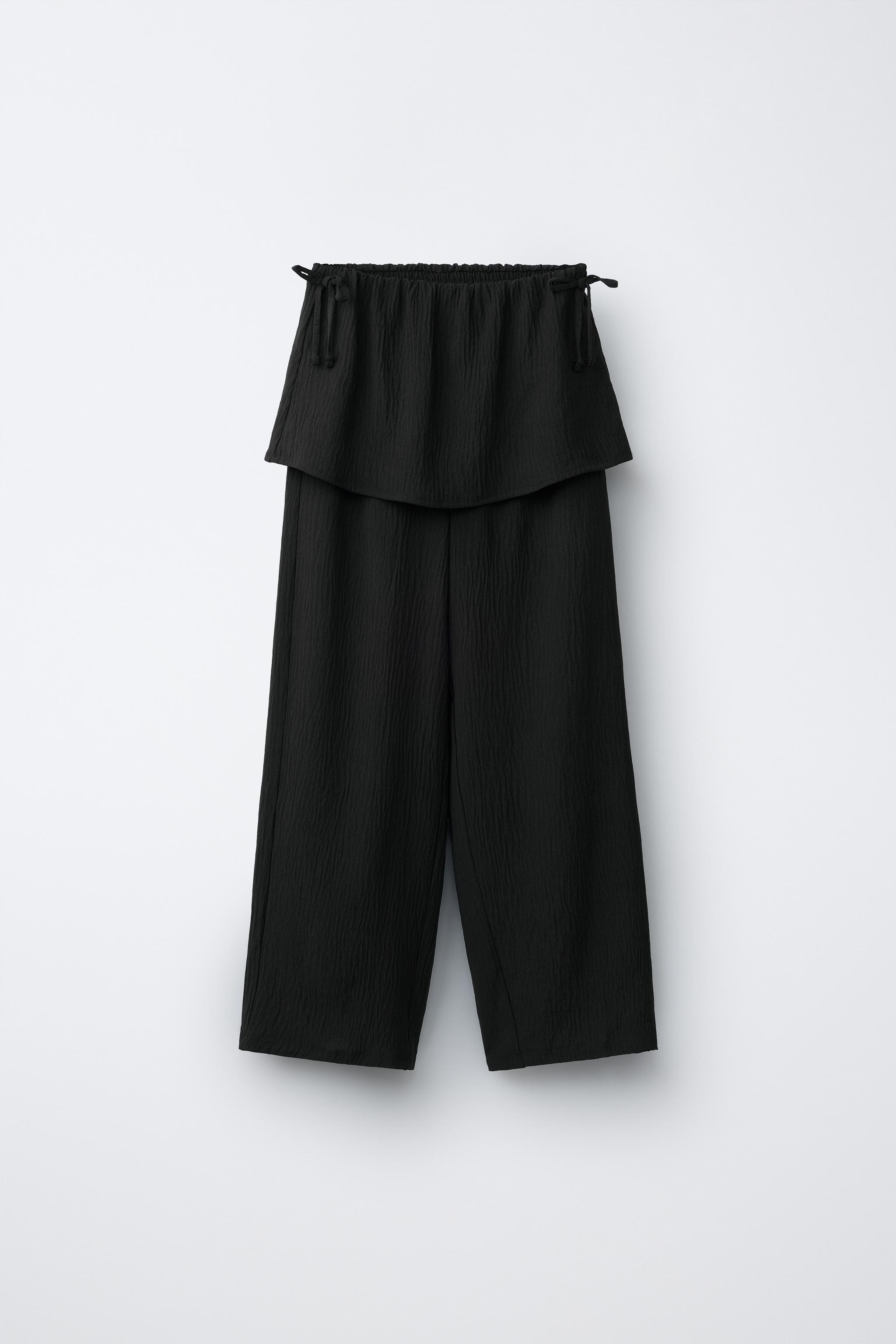 WIDE LEG PANTS WITH SKIRT AND TIES